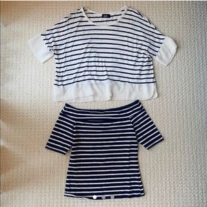 Black and white stripes top set